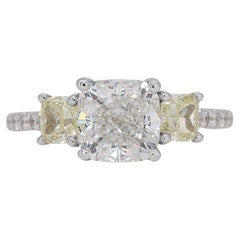 Dazzling 18k White Gold 3 Stone Ring with 2.57 ct Natural Diamonds GIA Cert