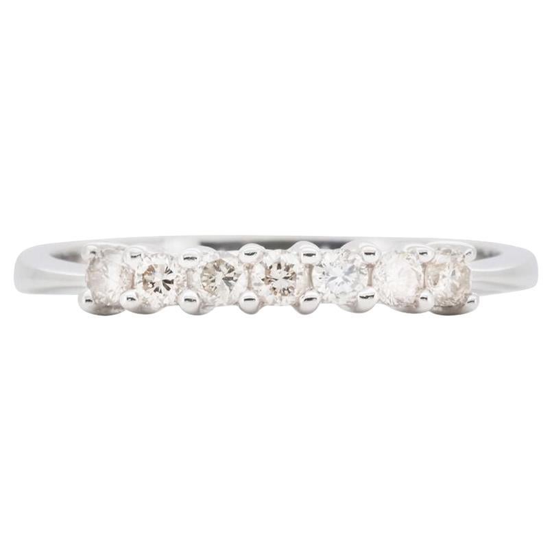 Dazzling 18k White Gold Band Ring with 0.17 ct Natural Diamonds