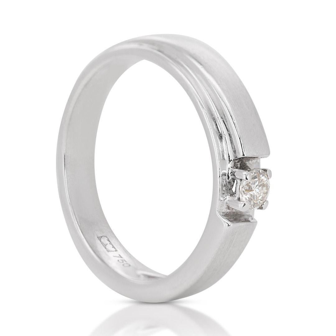 Dazzling 18K White Gold Diamond Solitaire Ring with  0.05 ct Natural Diamonds For Sale 1