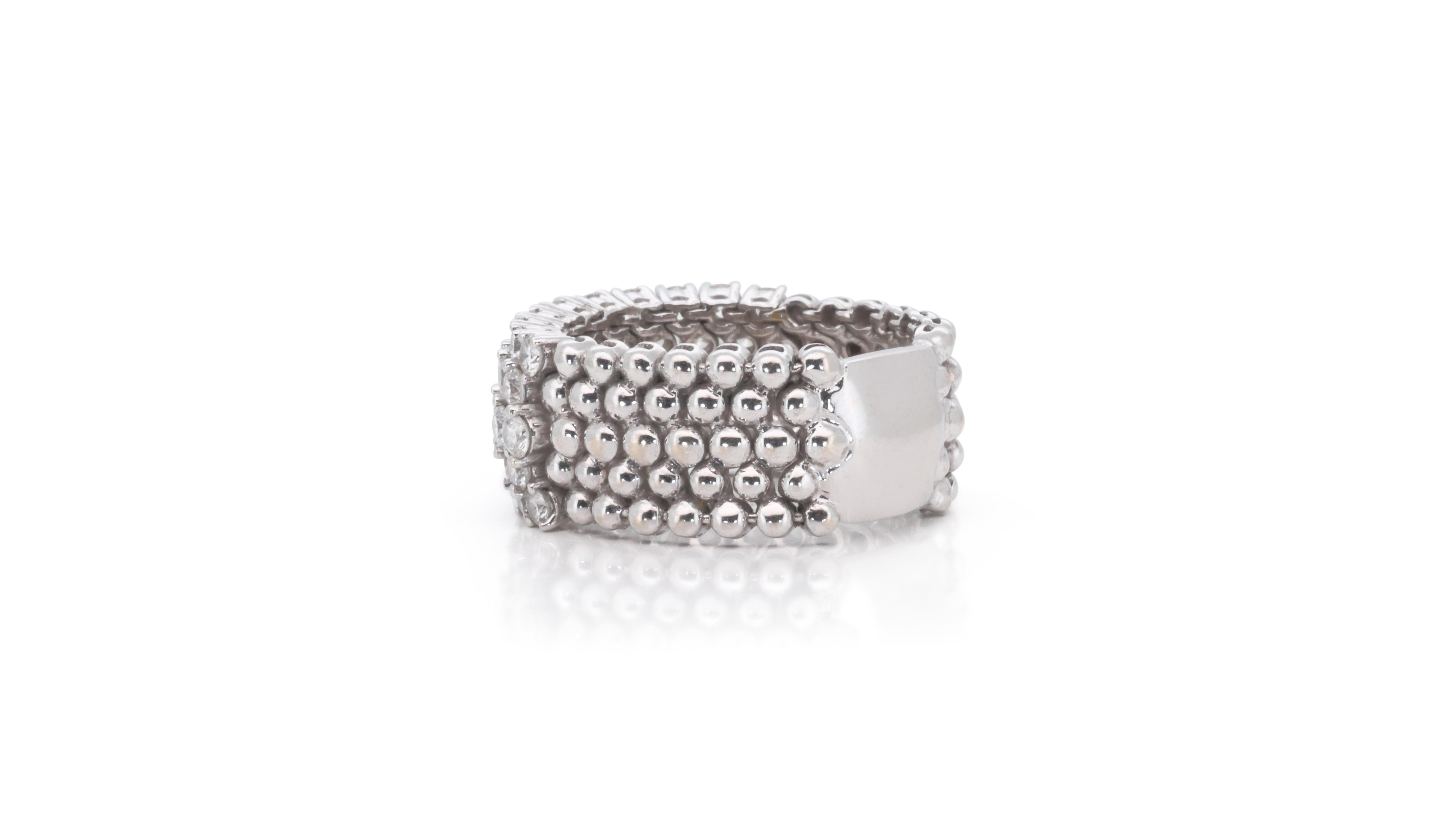 Dazzling 18k White Gold Dome Ring with 1.6 Carat Natural Diamonds 1