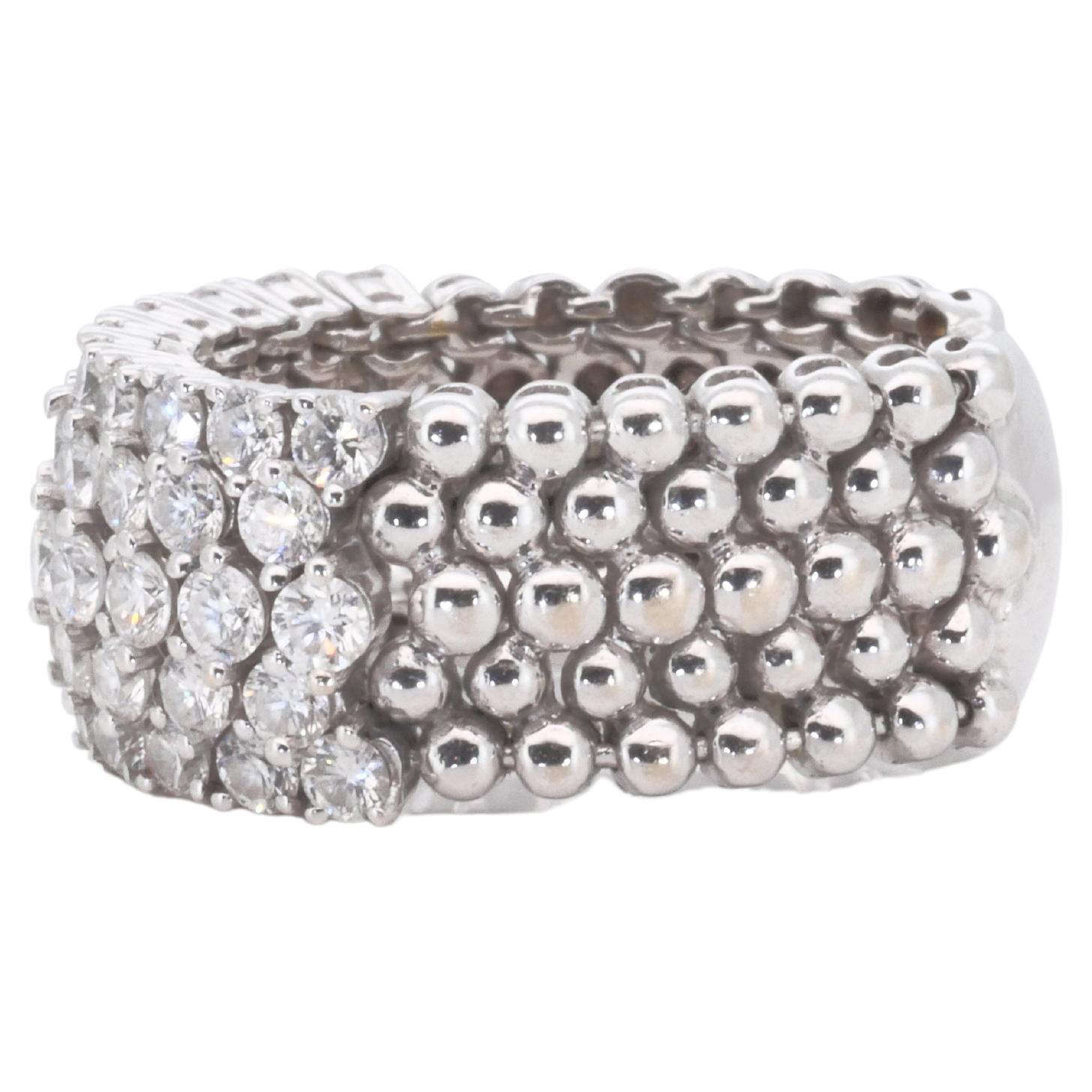 Dazzling 18k White Gold Dome Ring with 1.6 Carat Natural Diamonds