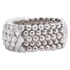 Éblouissante bague dôme en or blanc 18 carats avec 1,6 carat de diamants naturels