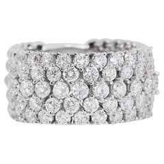 Dazzling 18k White Gold Dome Ring w/ 1.6 ct Natural Diamonds