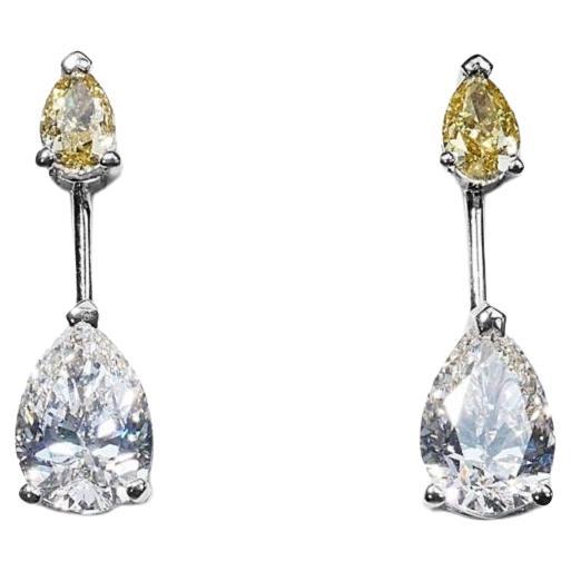 Dazzling 18k White Gold Earring 2.59 Ct. Natural Diamonds AIG Certificate For Sale