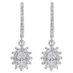 Dazzling 18K White Gold Earrings w/ 1.32 ct Natural Diamonds AIG Certificate