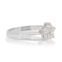 Deslumbrante Anillo Flor de Oro Blanco de 18 quilates con Diamantes Naturales de 0,175 quilates