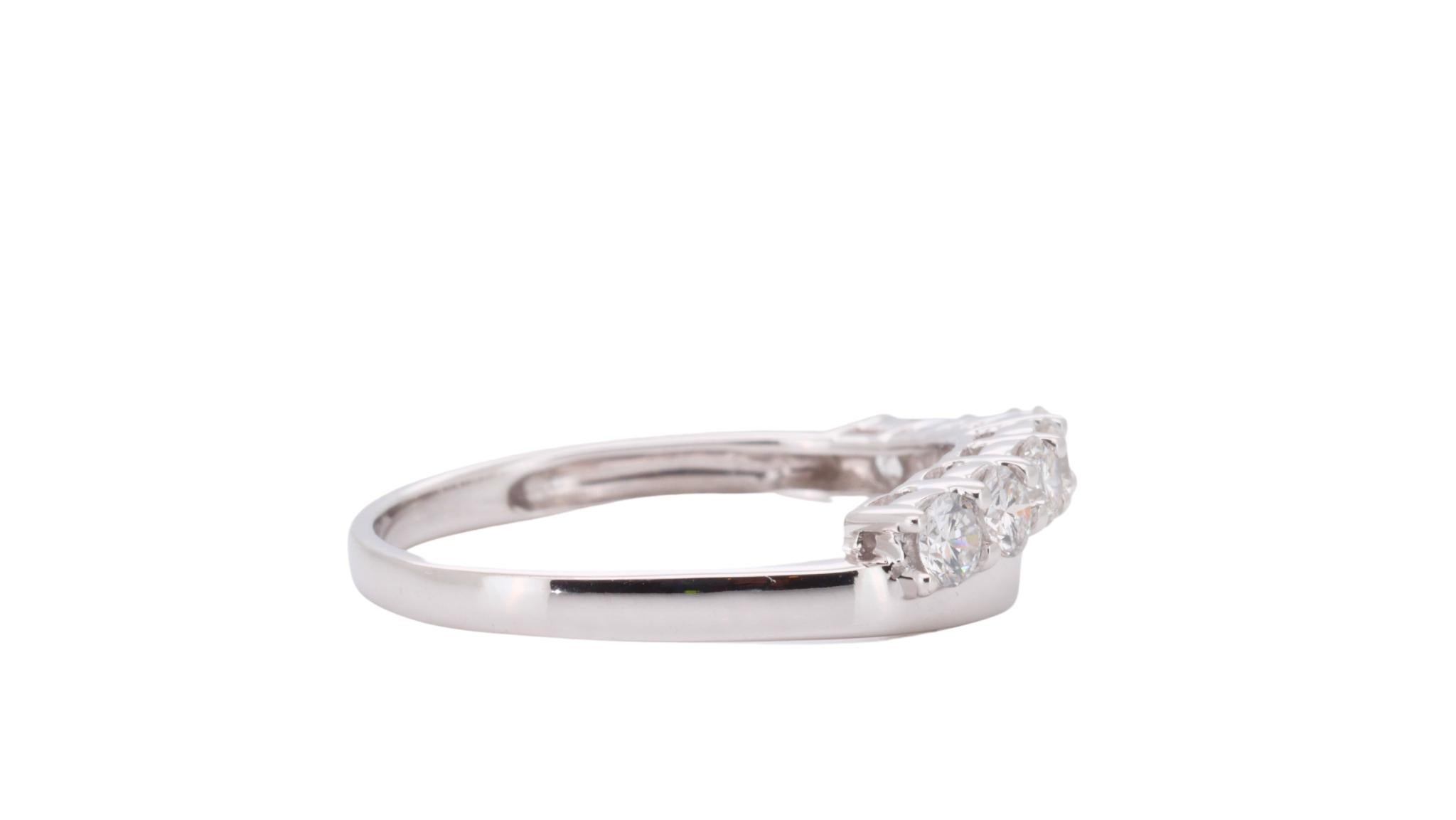 Women's Dazzling 18k White Gold Half Eternity Ring w/ 0.65 Carat Natural Diamonds For Sale