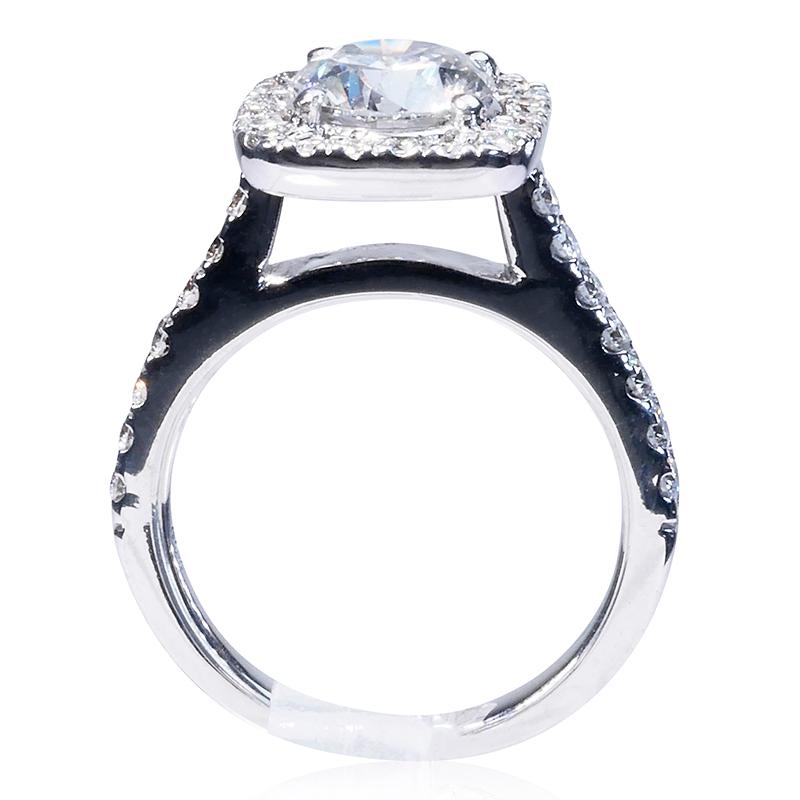 Dazzling 18k White Gold Halo Pave Ring with 1.70 Ct Natural Diamonds, IGI Cert 3