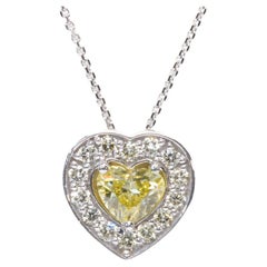 Dazzling 18k White Gold Heart Necklace w/ 0.88 ct Natural Diamonds, GIA Cert