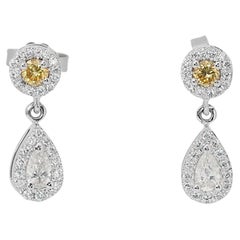 Pendants d'oreilles éblouissants en or blanc 18 carats avec diamants naturels de 0,69 carat, certifiés IGI