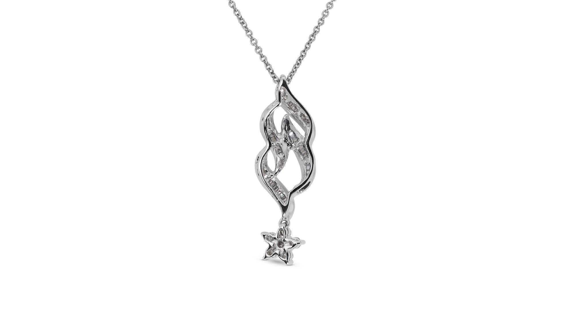 Tapered Baguette Dazzling 18K White Gold Necklace w/ 0.7 ct Natural Diamonds AIG Certificate
