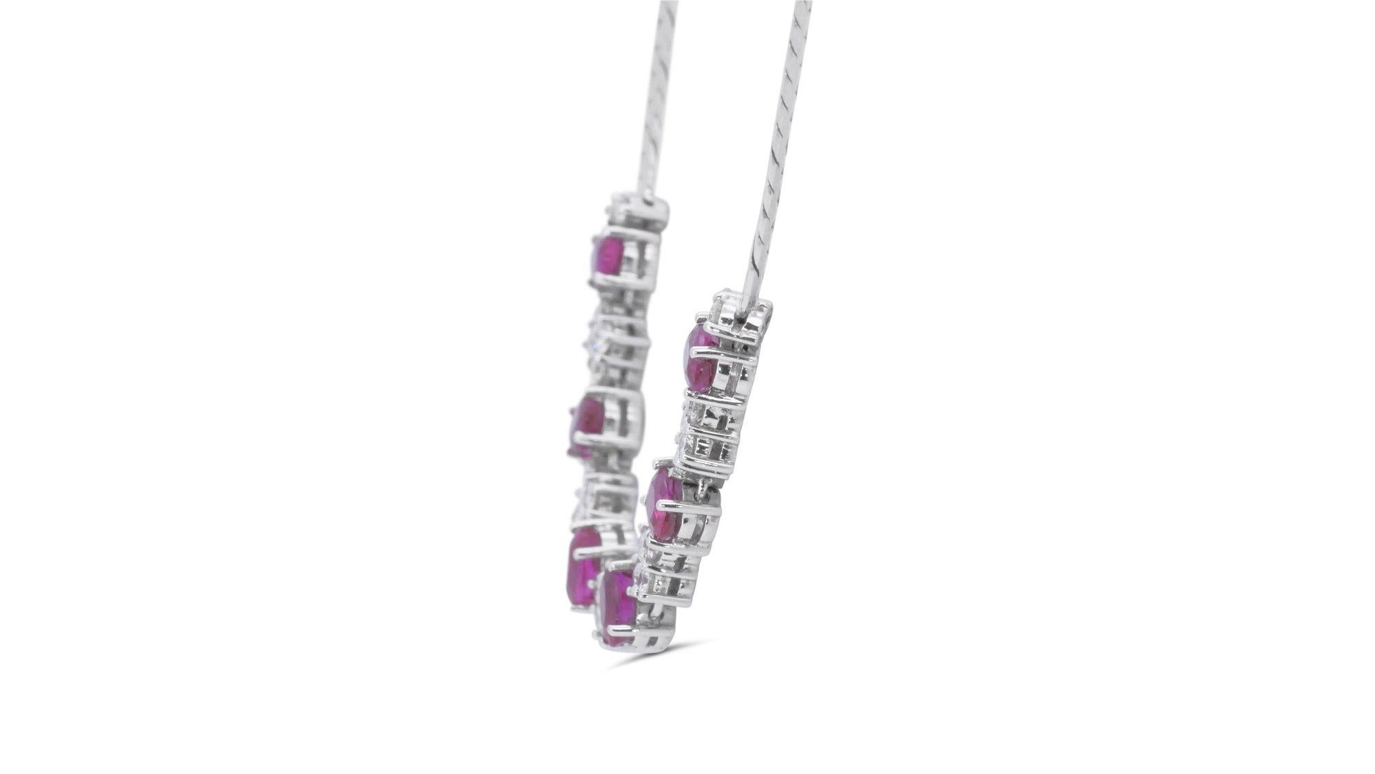 Dazzling 18k White Gold Necklace w/ 2.85ct Rubies and Natural Diamonds IGI Cert 1