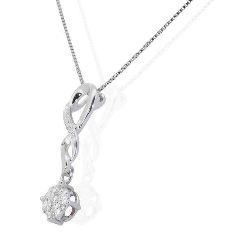 Dazzling 18K White Gold Necklace with 0.39 ct Natural Diamonds In New Condition For Sale In רמת גן, IL