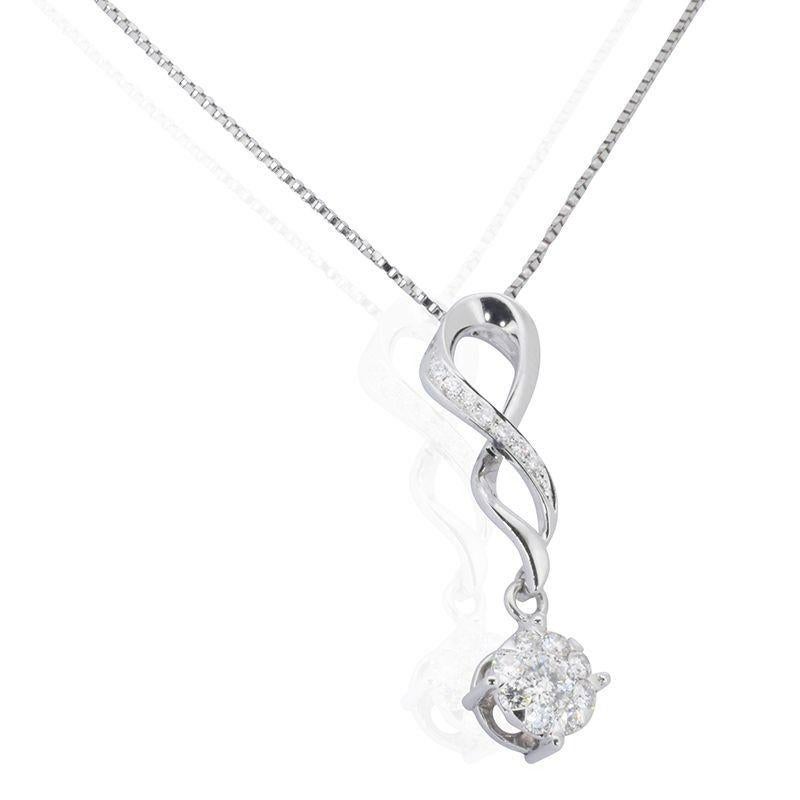 Dazzling 18K White Gold Necklace with 0.39 ct Natural Diamonds For Sale 1