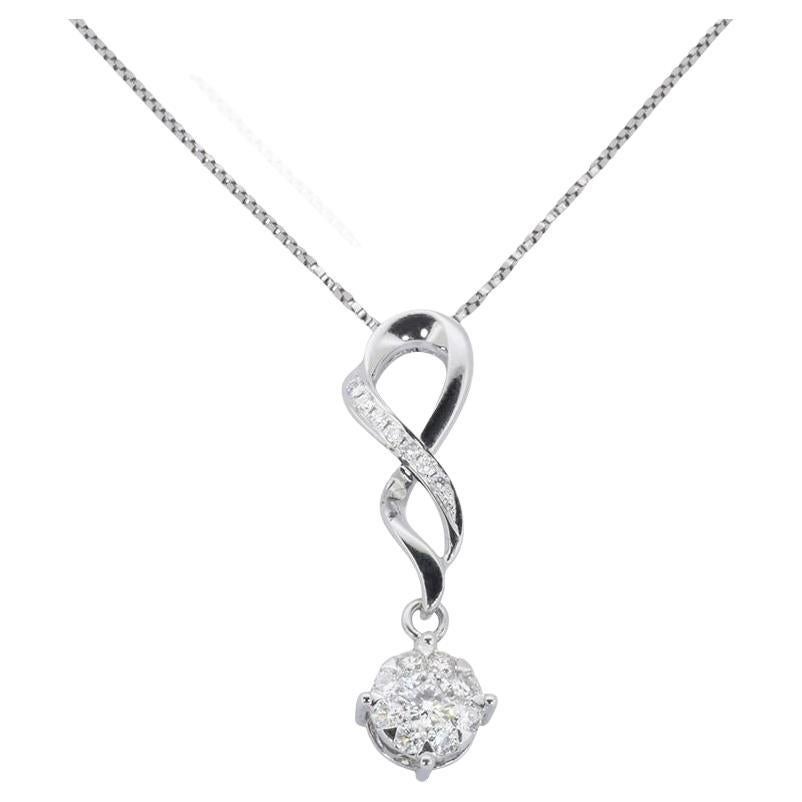 Dazzling 18K White Gold Necklace with 0.39 ct Natural Diamonds For Sale