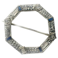Dazzling 18K White Gold Octagonal Diamond Pin