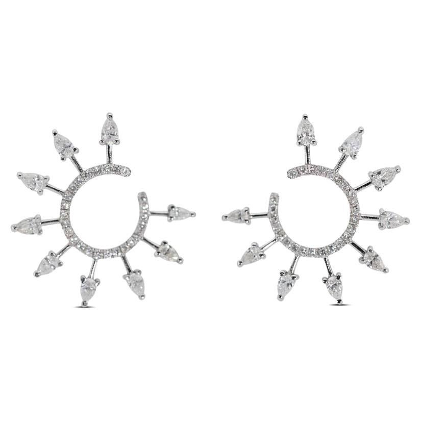 Dazzling 18K White Gold Pair of Cuff Earrings