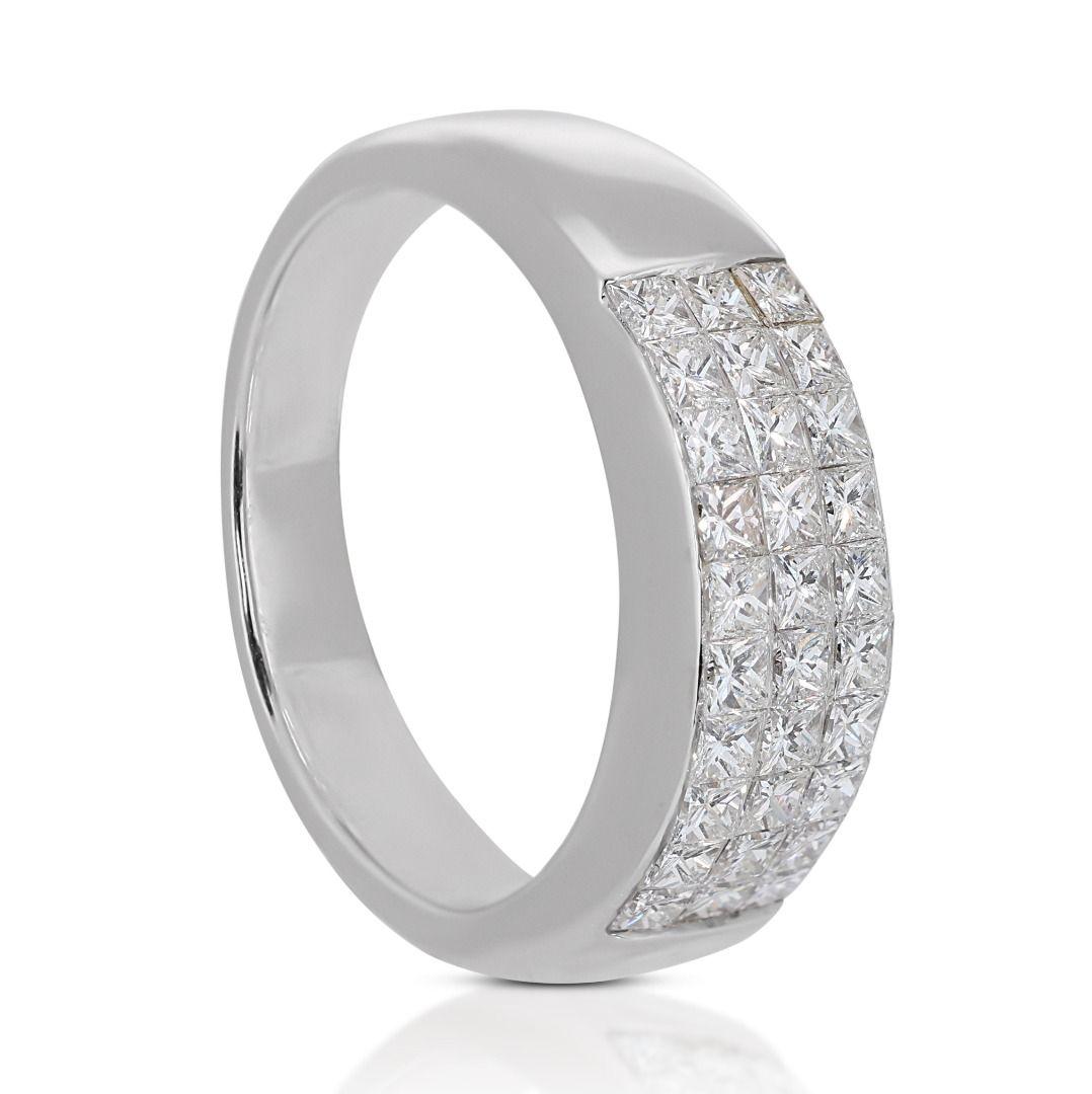 Women's Dazzling 18k White Gold Pave Band Ring with 0.72 Carat Natural Diamonds For Sale