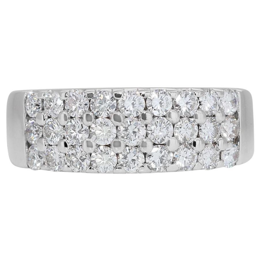 Dazzling 18k White Gold Pave Band Ring with 0.72 Carat Natural Diamonds For Sale