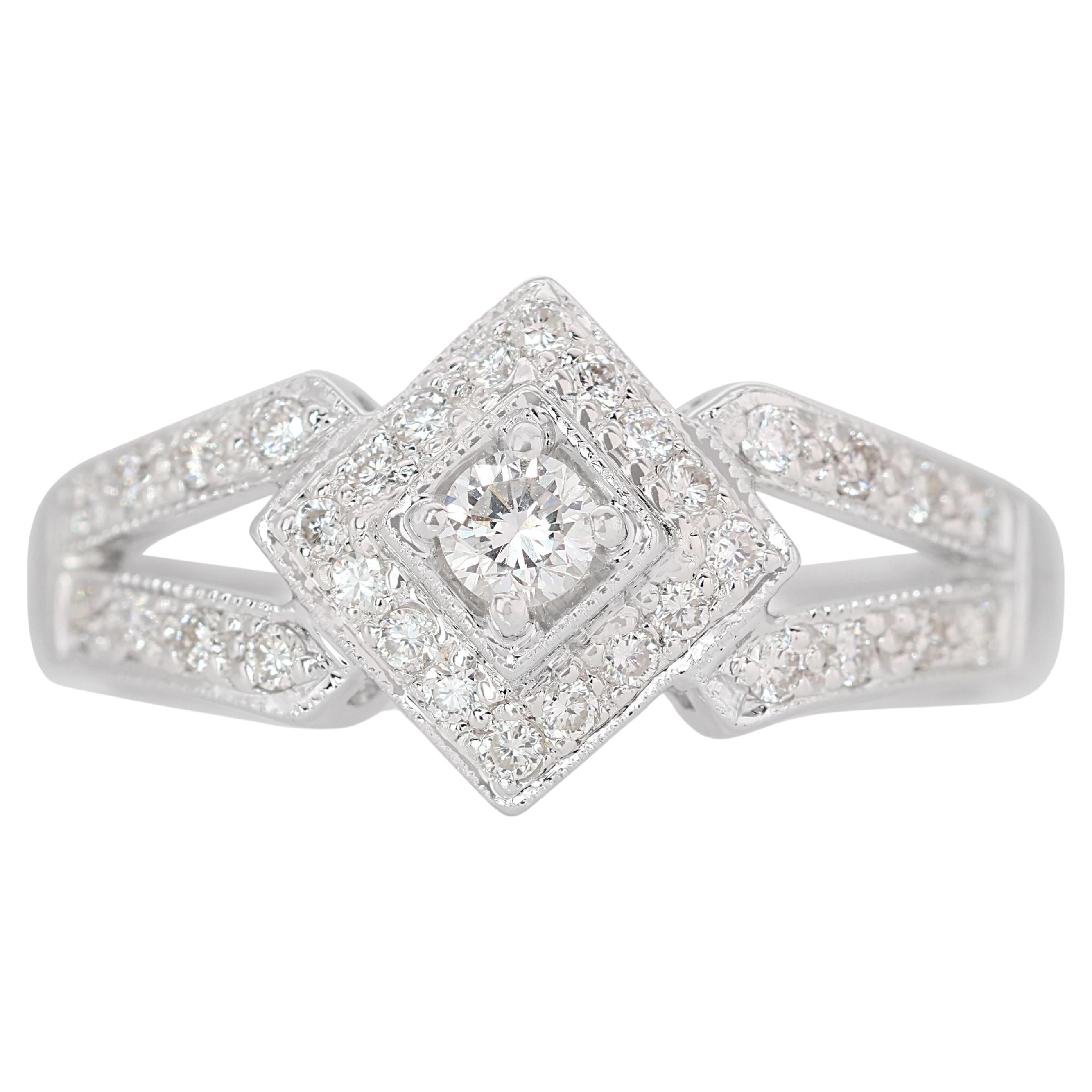 Éblouissante bague en or blanc 18 carats pavé de diamants naturels de 0,29 carat