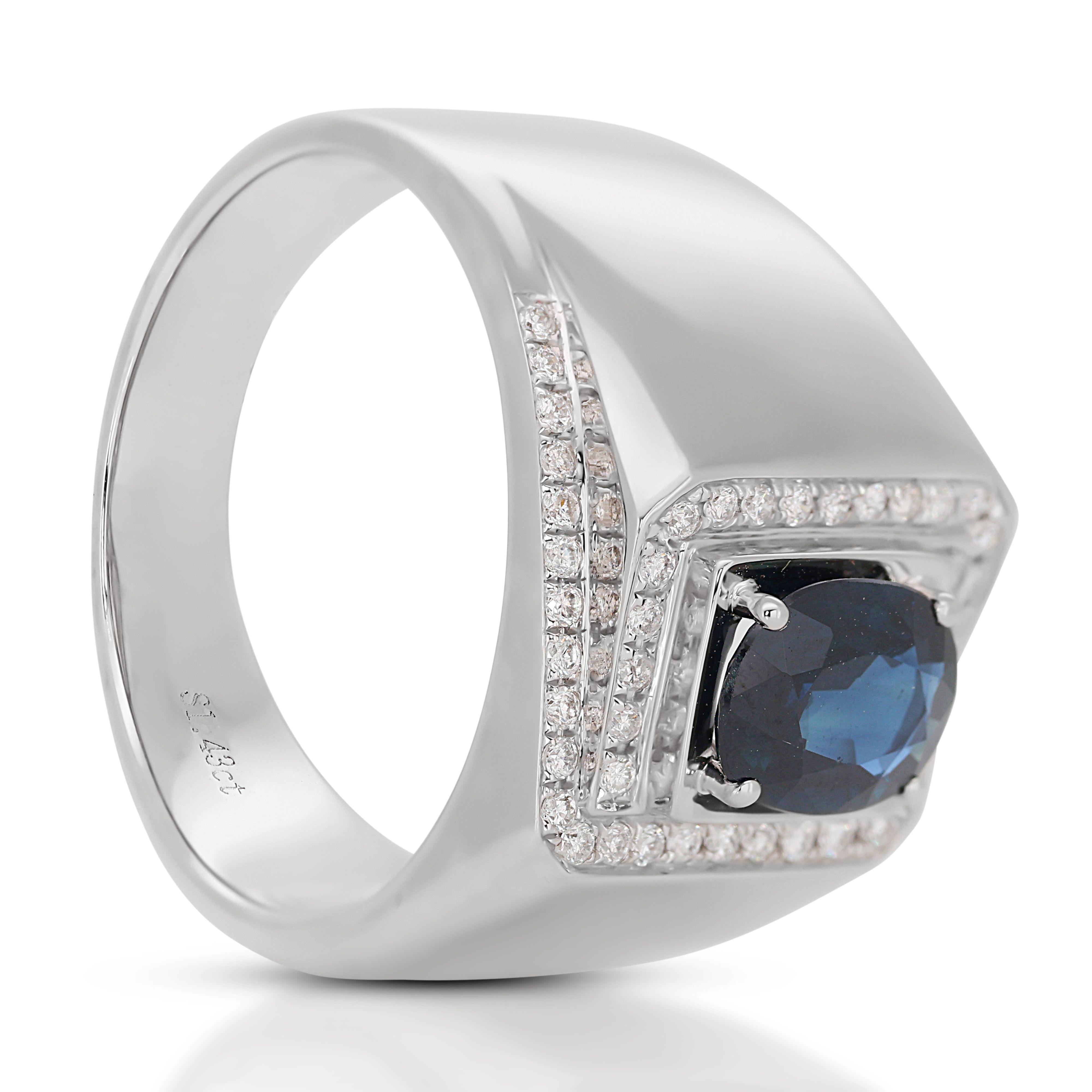 Dazzling 18K White Gold Ring w/ 1.90 ct Sapphire and Natural Diamonds IGI Cert For Sale 3