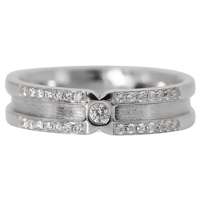 Dazzling 18K White Gold Ring with 0.17 Ct Natural Diamonds For Sale