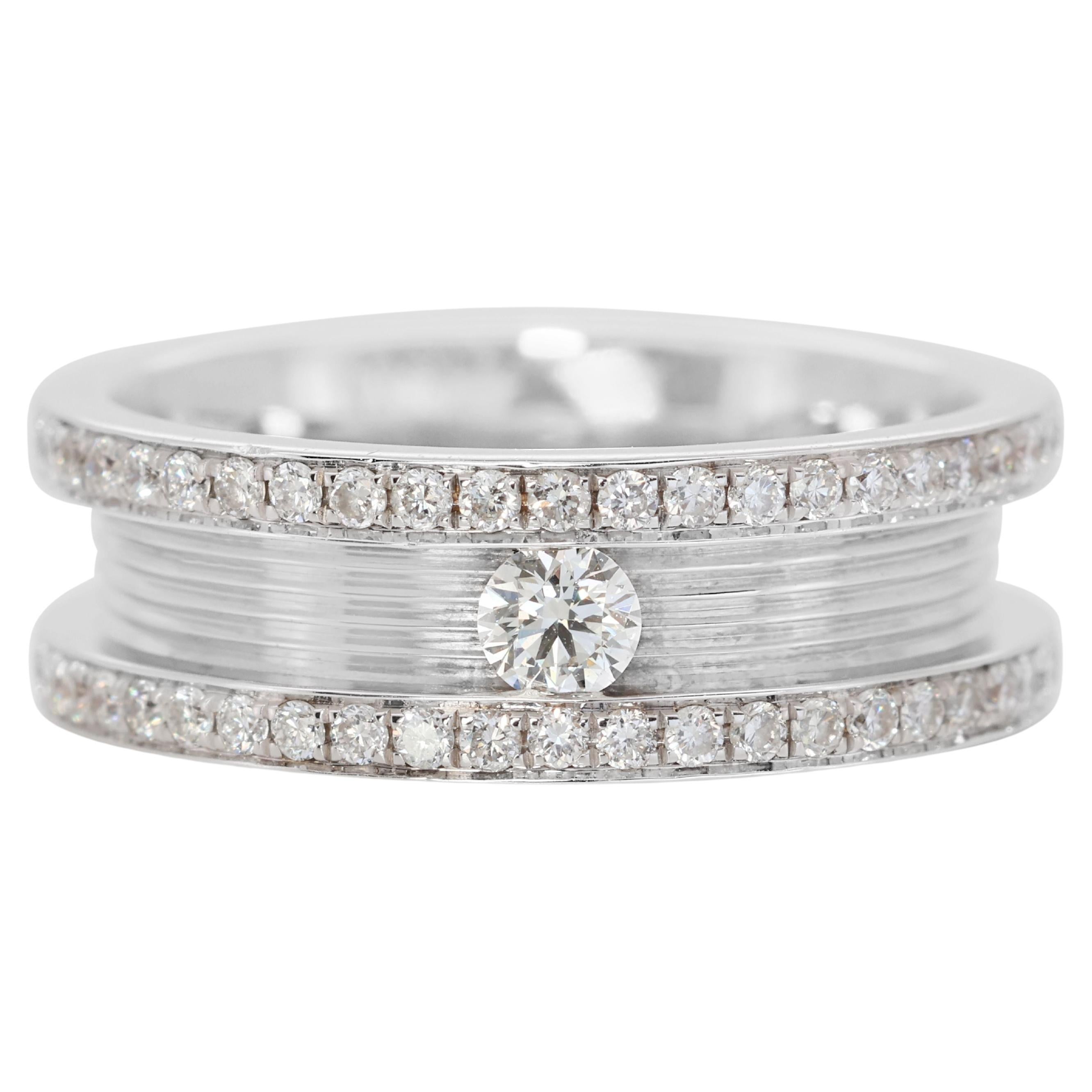 Dazzling 18K White Gold Ring with 0.55 ct Natural Diamonds