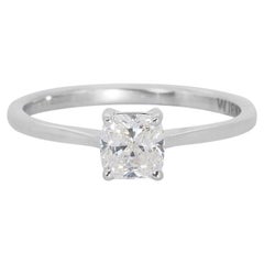 Dazzling 18k White Gold Solitaire Ring W/ 0.73 Carat Natural Diamonds IGI Cert Dazzling 18k White Gold Solitaire Ring W/ 0.73 Carat Natural Diamonds IGI Cert
