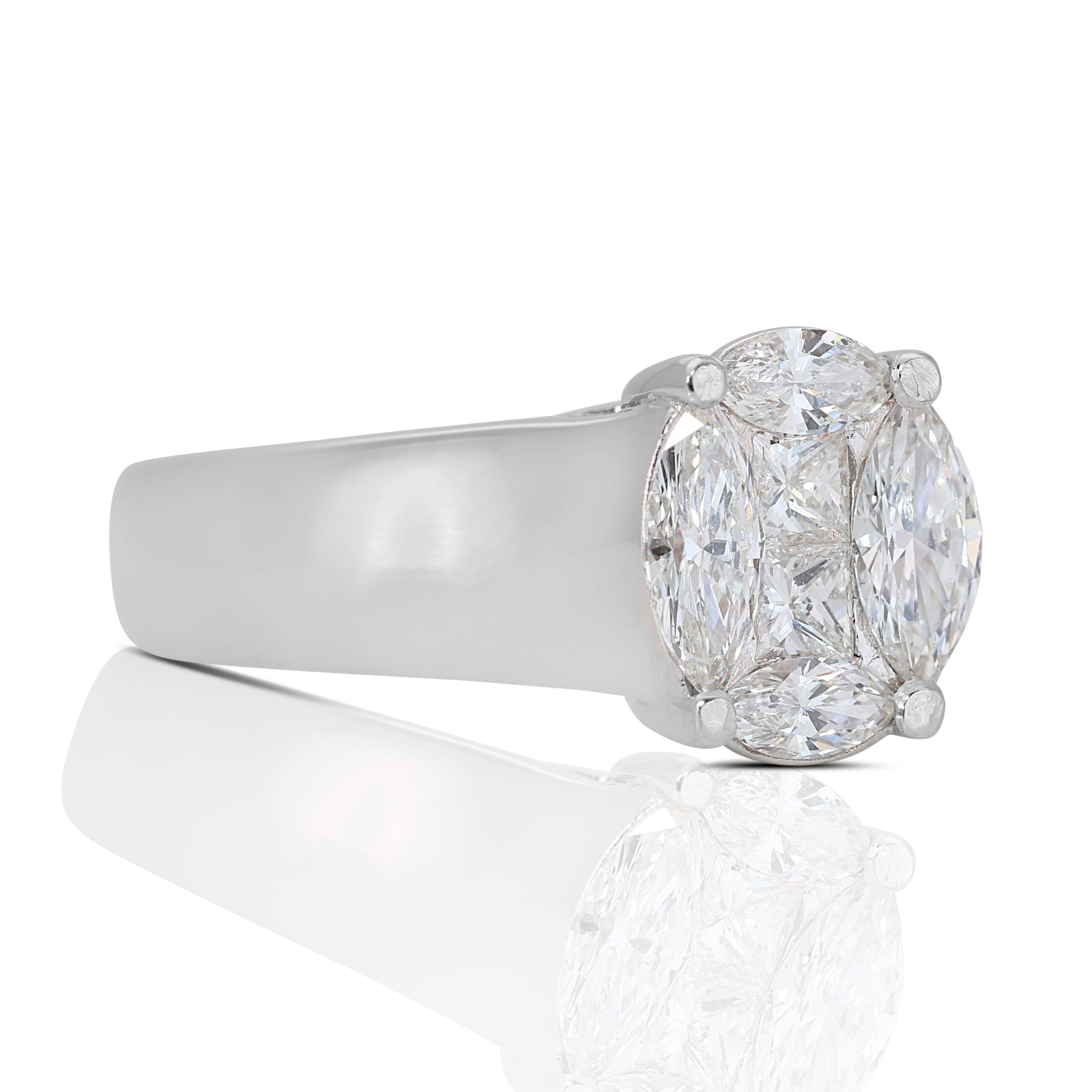 Dazzling 18k White Gold Solitaire Ring with 0.98 ct Natural Diamonds IGI Cert In New Condition For Sale In רמת גן, IL