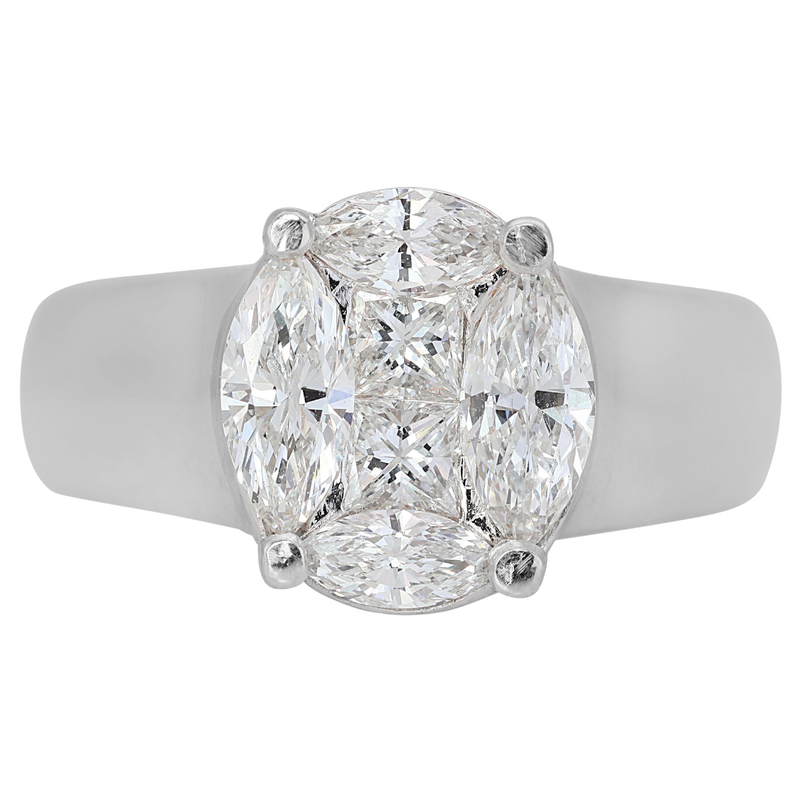 Dazzling 18k White Gold Solitaire Ring with 0.98 ct Natural Diamonds IGI Cert For Sale