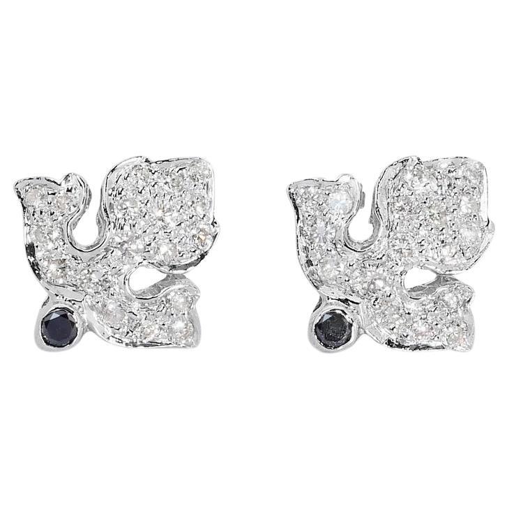 Dazzling 18k White Gold Stud Earrings W/ 0.88 Ct Natural Diamonds Aig Cert For Sale