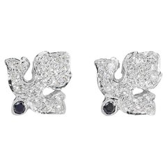 Used Dazzling 18k White Gold Stud Earrings W/ 0.88 Ct Natural Diamonds Aig Cert
