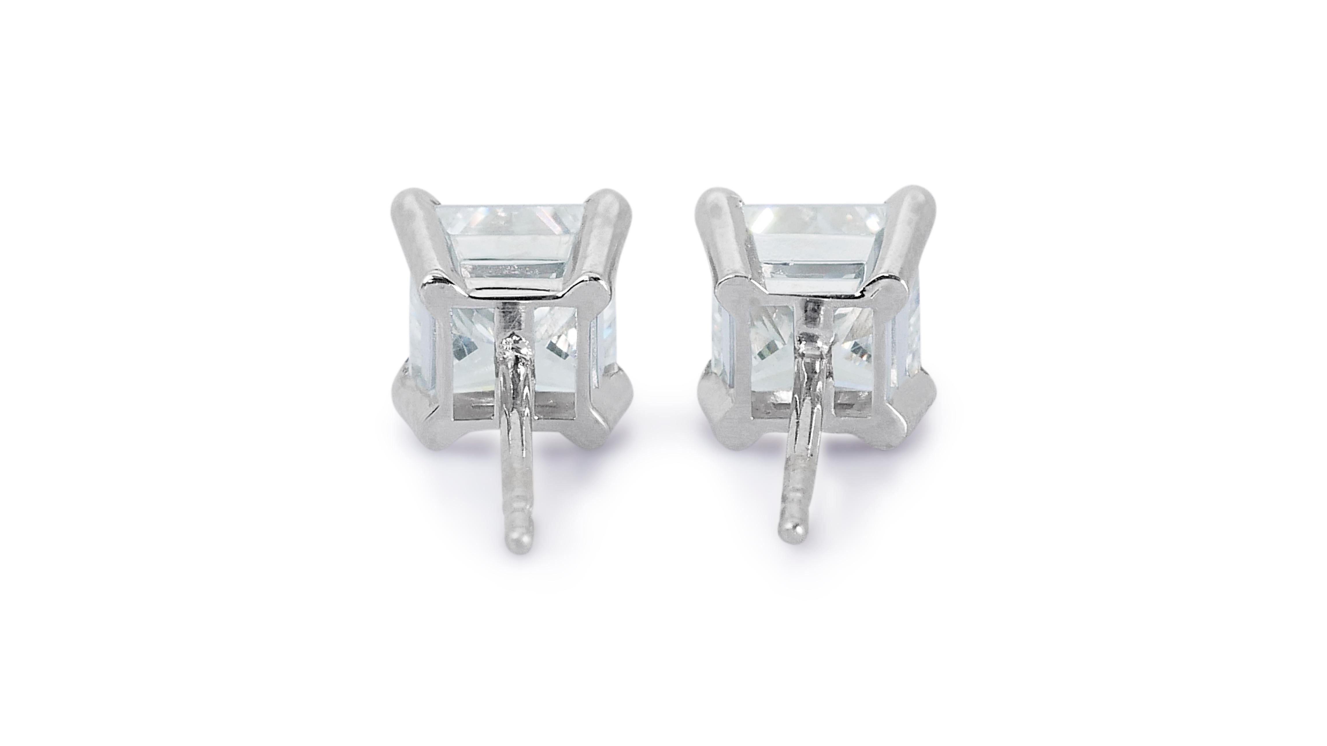 Dazzling 18k White Gold Stud Earrings w/ 1.45Ct Natural Diamonds IGI Certificate 4