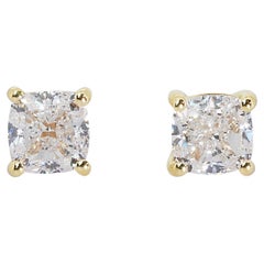 Dazzling 18k White Gold Stud Earrings W/ 1.48ct Natural Diamonds Igi Certificate