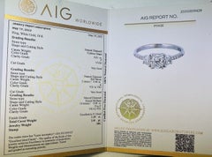 Dazzling 18k White Gold Three-Stone Ring w/ 1.29ct Natural Diamonds AIG Cert