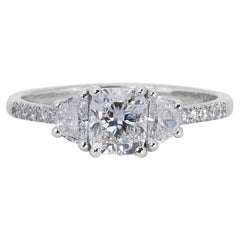 Dazzling 18k White Gold Three-Stone Ring w/ 1.29ct Natural Diamonds AIG Cert