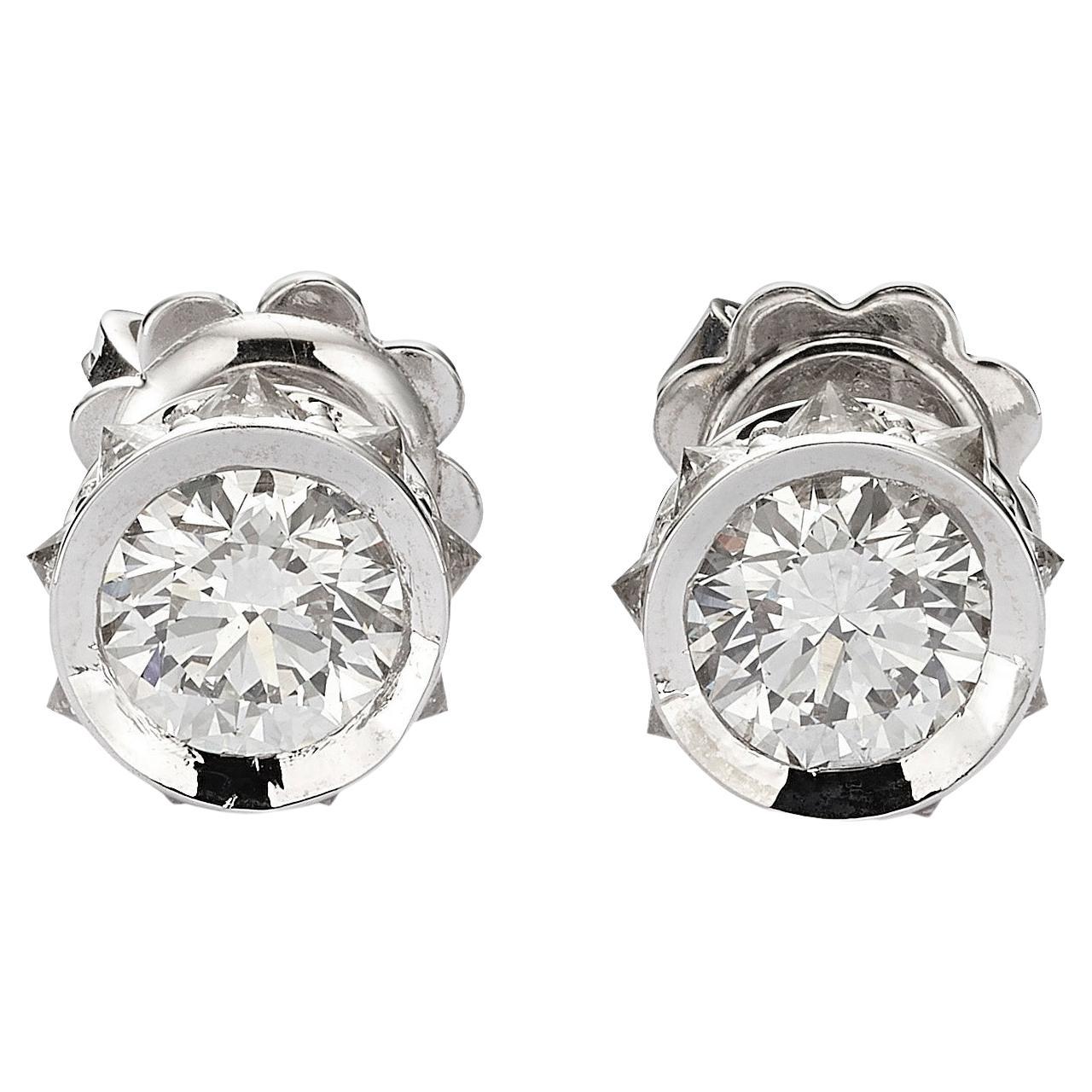 Dazzling 18k White Gold Zenith Diamond Earrings with 0.70ct GIA Certified Stones For Sale