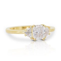 Dazzling 18K Yellow Gold 3 Stone Diamond Ring with 1.22 ct - GIA Certified