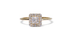 Dazzling 18k Yellow gold Halo Princess Ring w/ 0.67 ct natural diamonds AIG Cert
