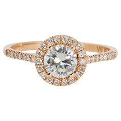 Dazzling 18k Yellow Gold Halo Ring w/ 0.84ct Natural Diamonds AIG Certificate