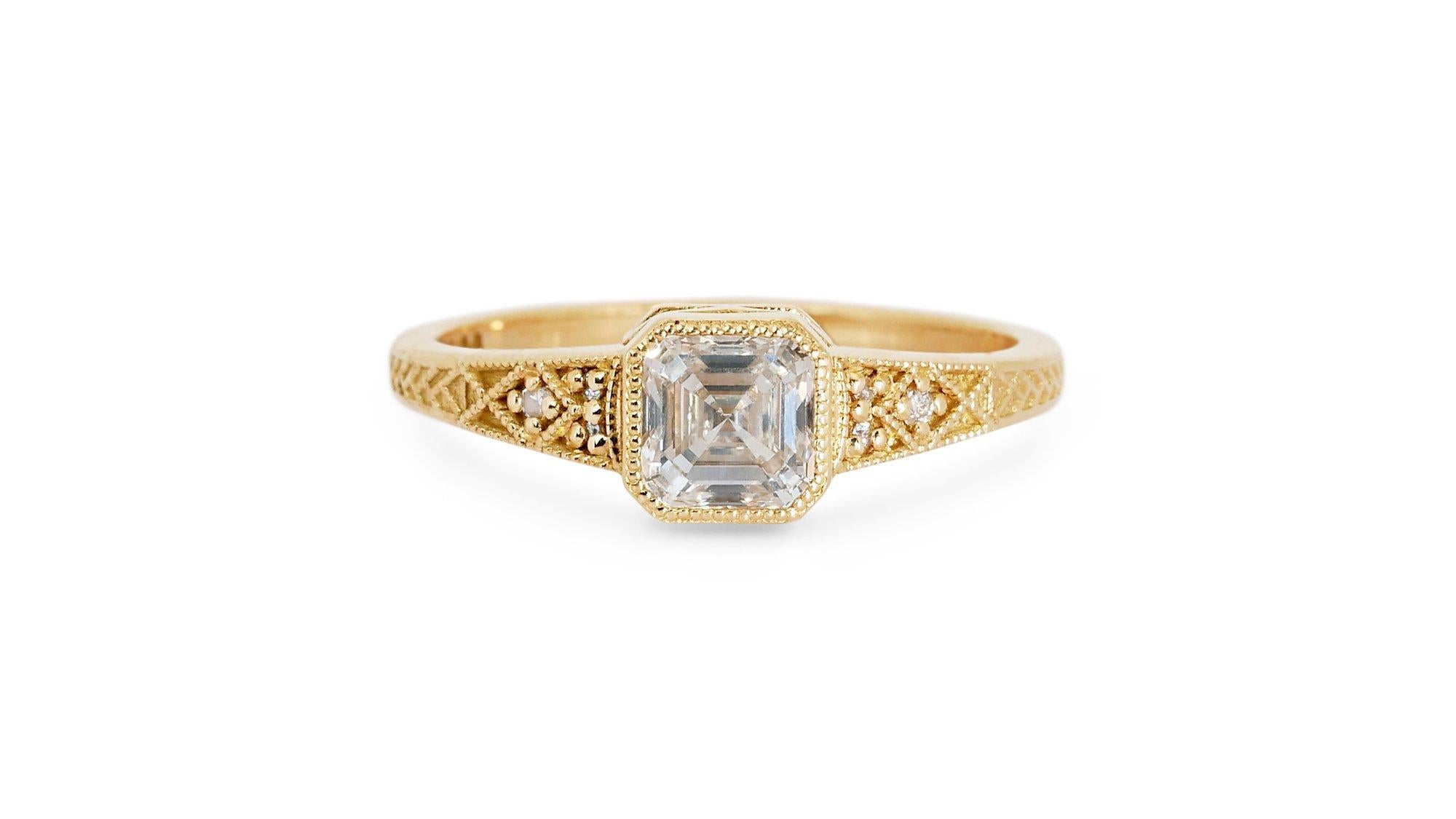 Dazzling 18K Yellow Gold Natural Diamond Vintage Ring w/1.05 Carat - GIA  3