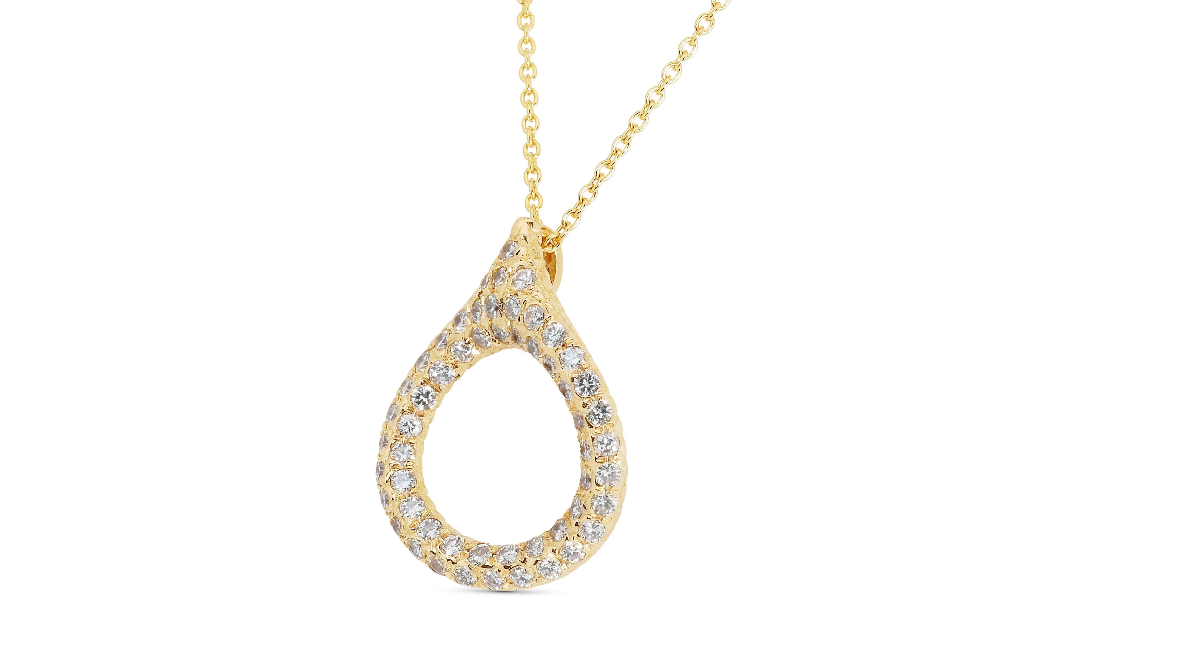 Dazzling 18k Yellow Gold Necklace w/ 1.16 Carat Natural Diamonds IGI Certificate In New Condition For Sale In רמת גן, IL