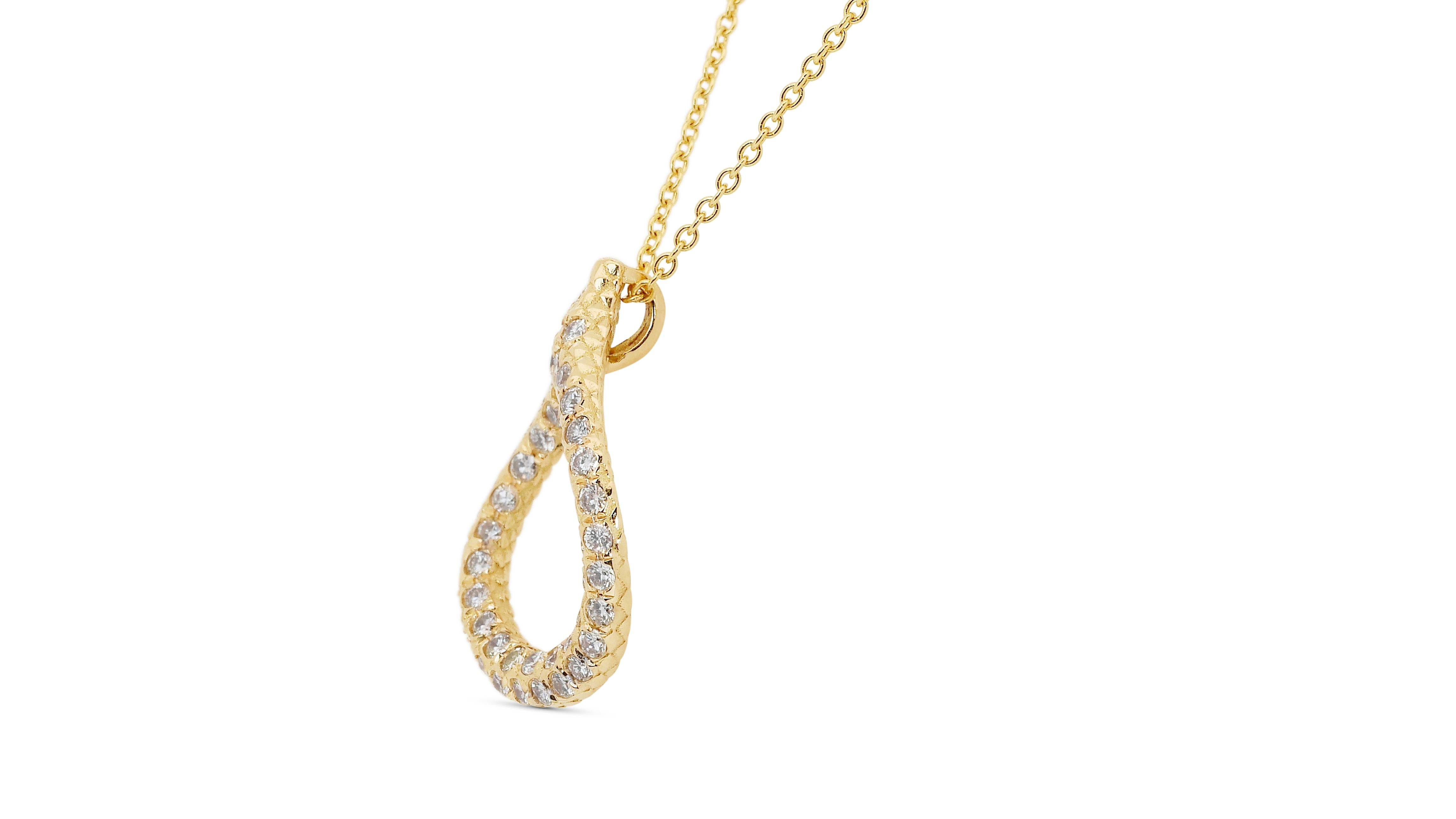 Women's Dazzling 18k Yellow Gold Necklace w/ 1.16 Carat Natural Diamonds IGI Certificate For Sale