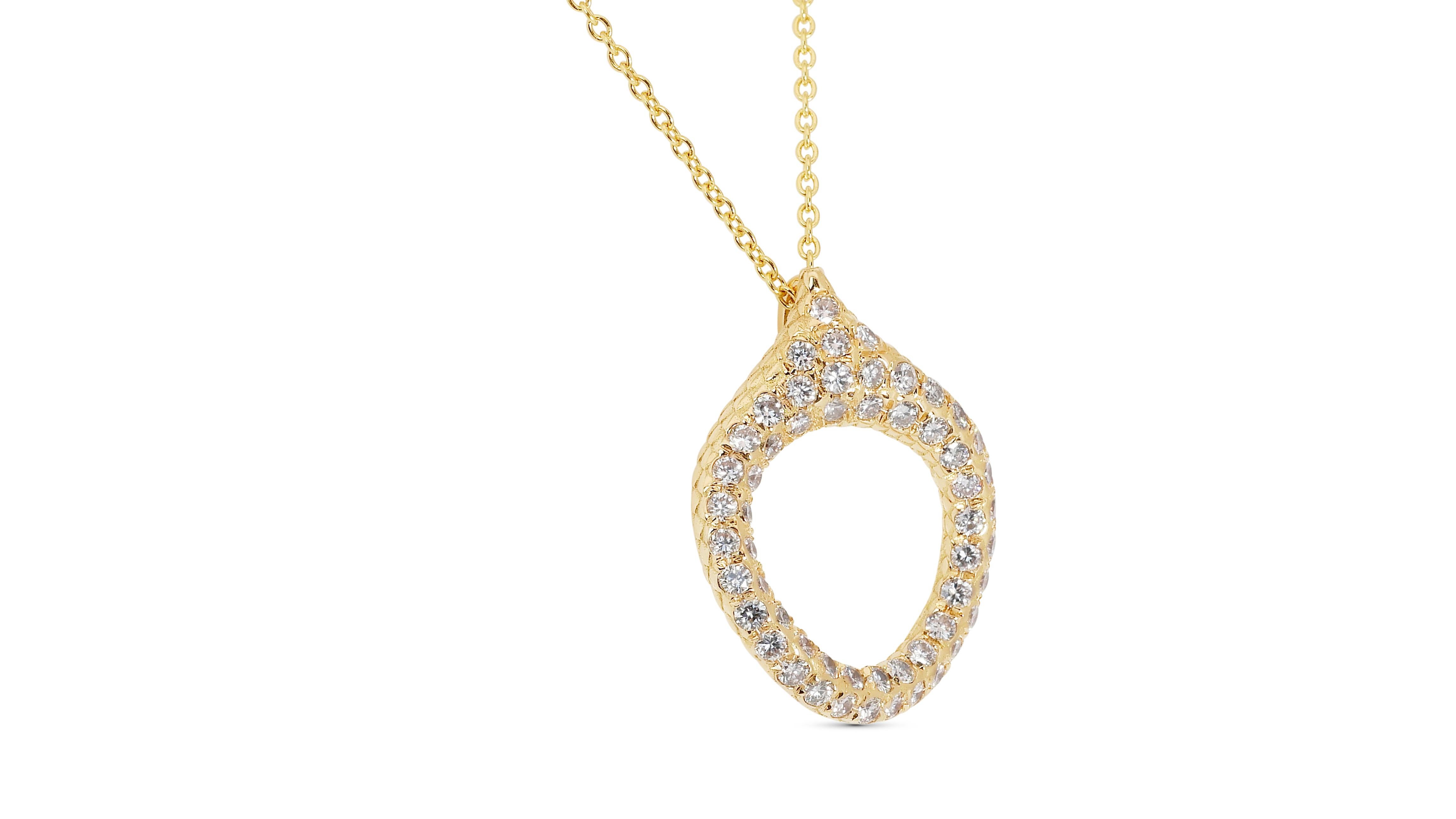 Dazzling 18k Yellow Gold Necklace w/ 1.16 Carat Natural Diamonds IGI Certificate For Sale 1
