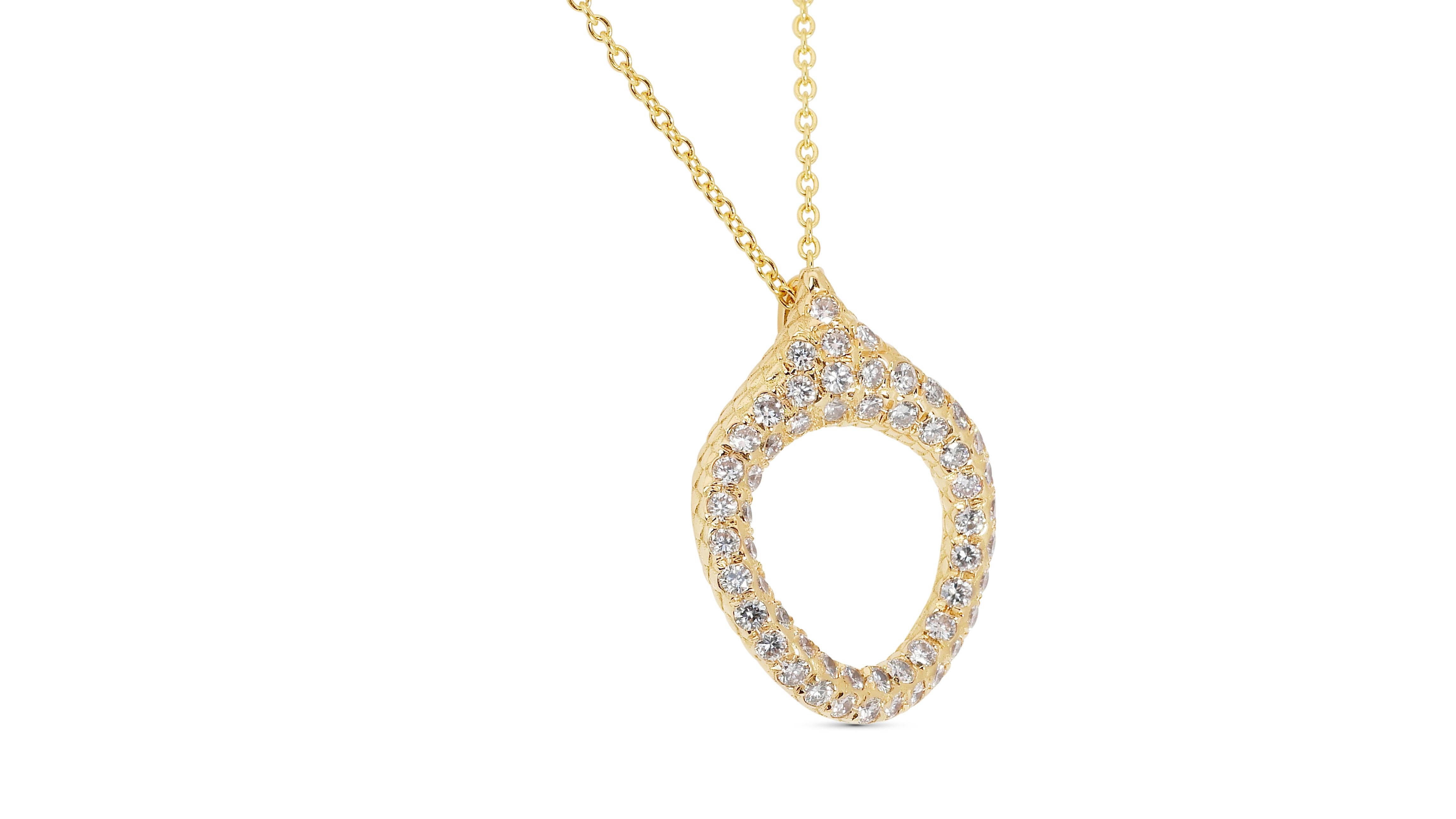 Collier éblouissant en or jaune 18 carats avec diamants naturels de 1,16 carat certifiés IGI en vente 2