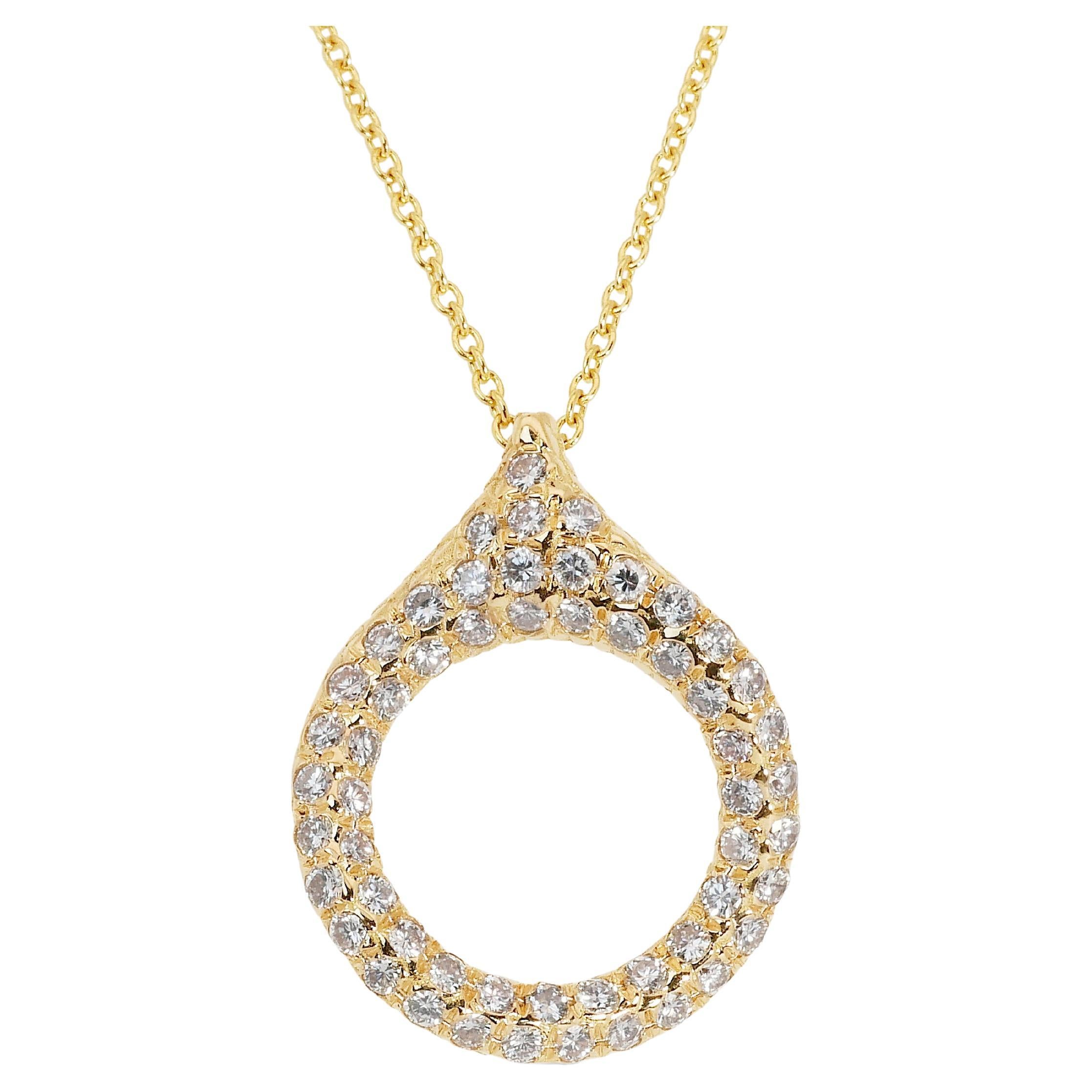 Dazzling 18k Yellow Gold Necklace w/ 1.16 Carat Natural Diamonds IGI Certificate For Sale