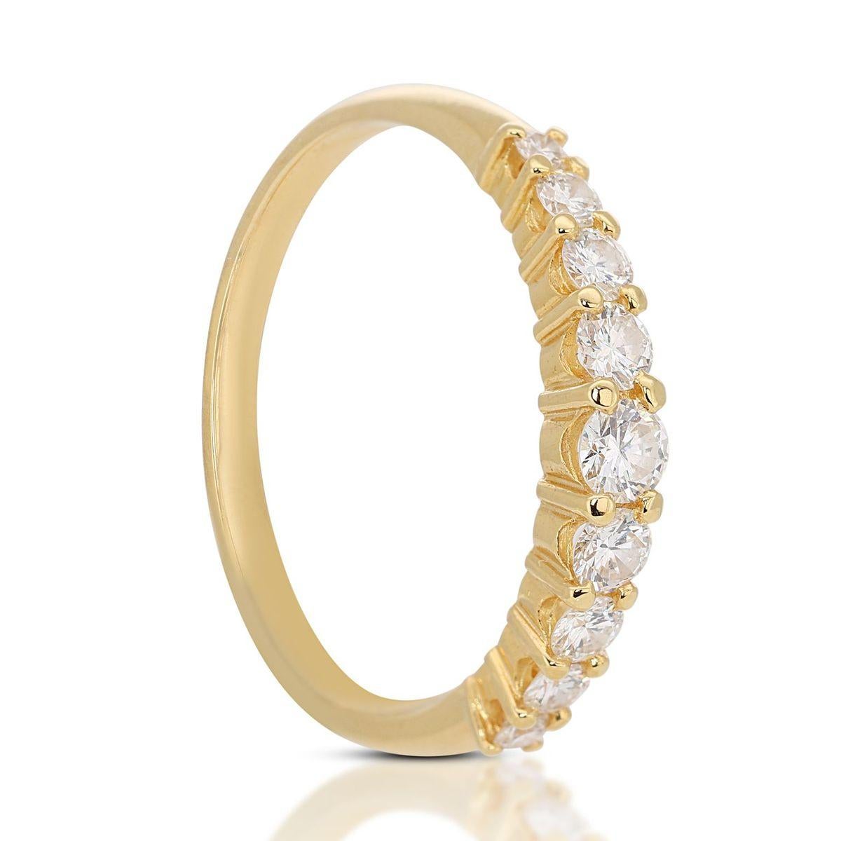 Dazzling 18k Yellow Gold Pave Ring with 0.35ct Natural Diamonds For Sale 2