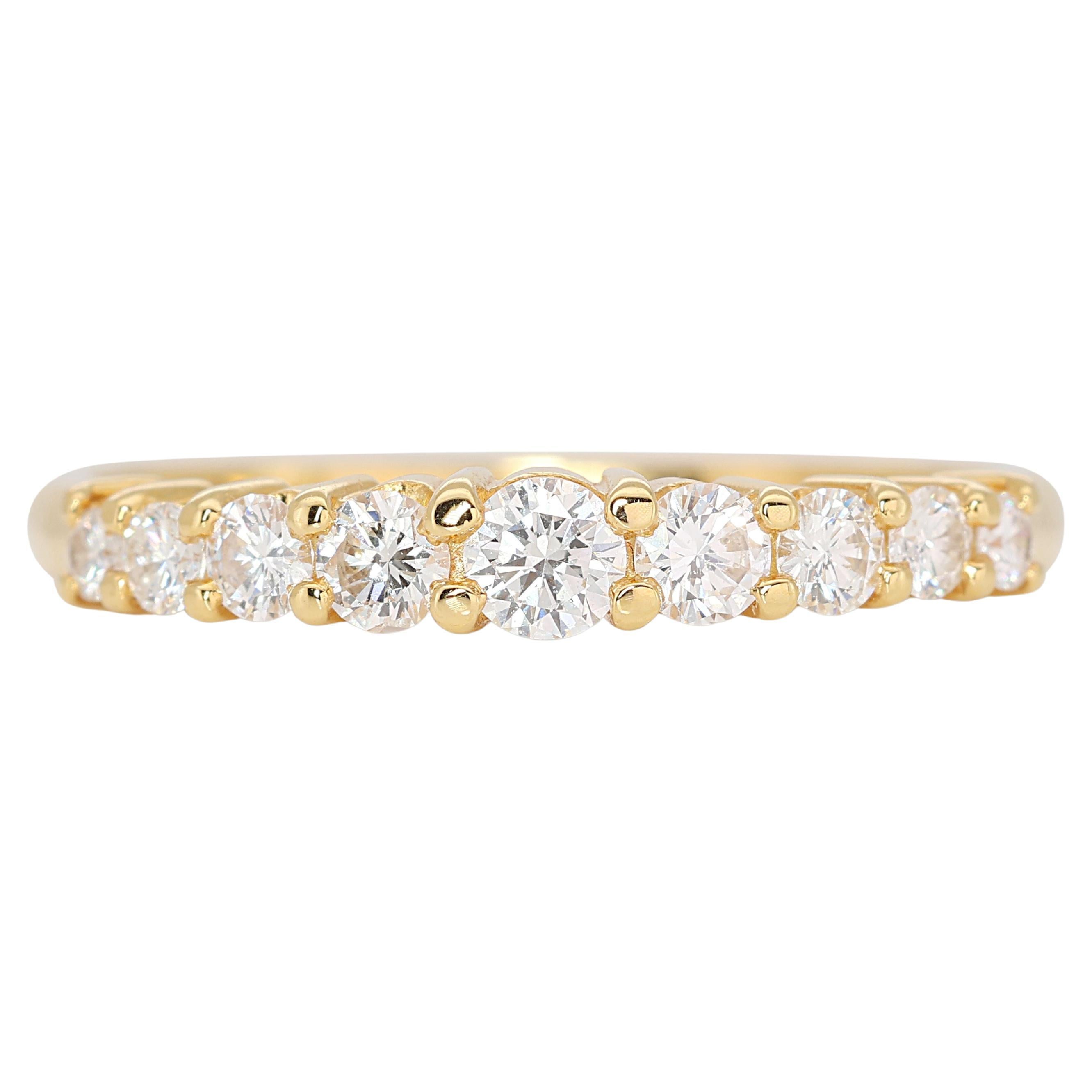 Dazzling 18k Yellow Gold Pave Ring with 0.35ct Natural Diamonds For Sale
