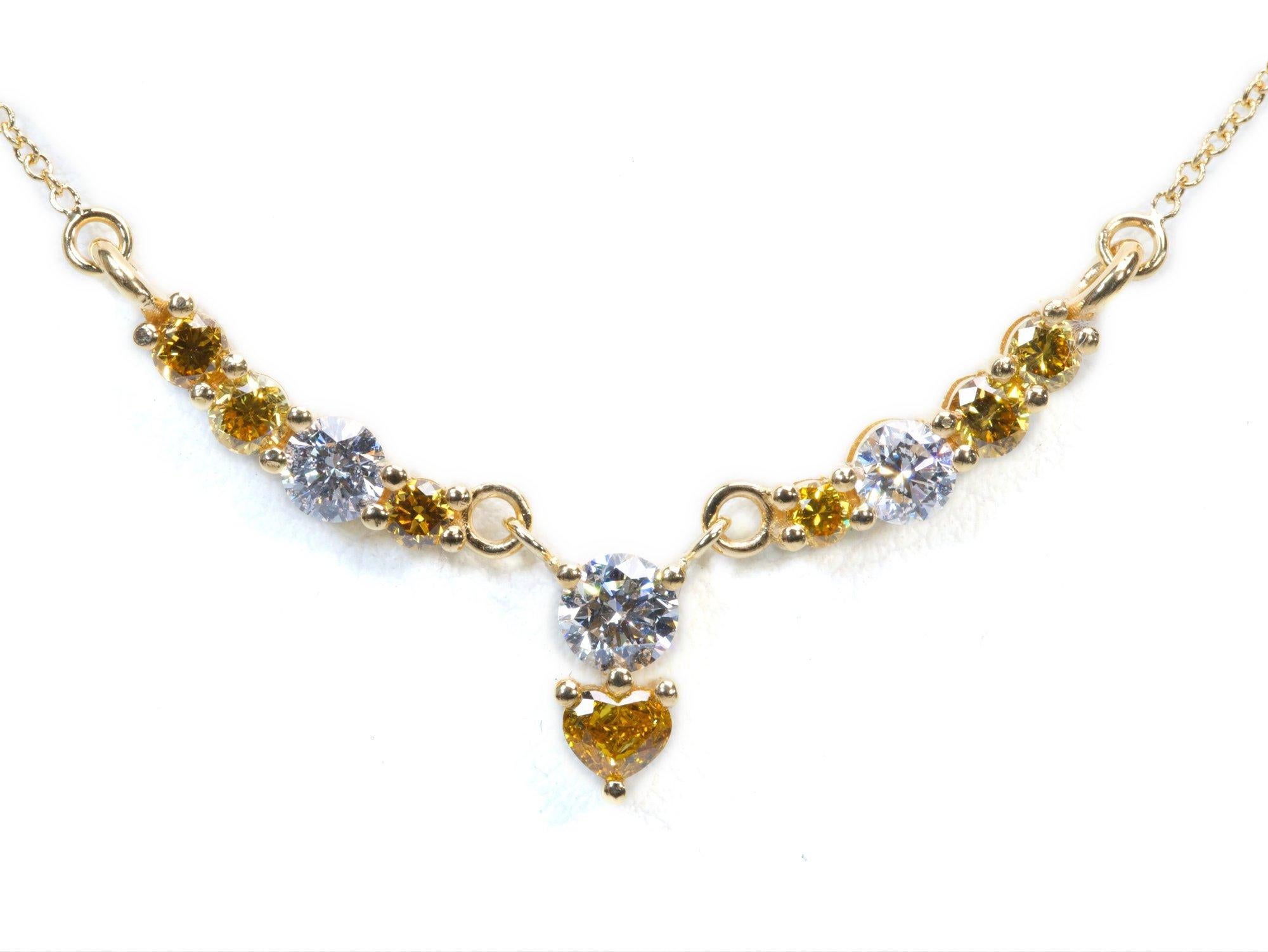 Round Cut Dazzling 18k Yellow Gold Pendant Necklace w/ 0.67ct Natural Diamonds, AIG Cert