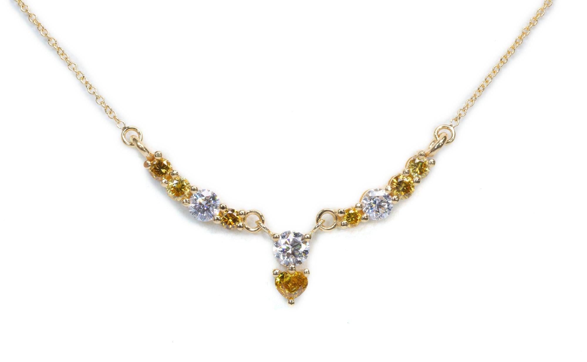 Women's Dazzling 18k Yellow Gold Pendant Necklace w/ 0.67ct Natural Diamonds, AIG Cert